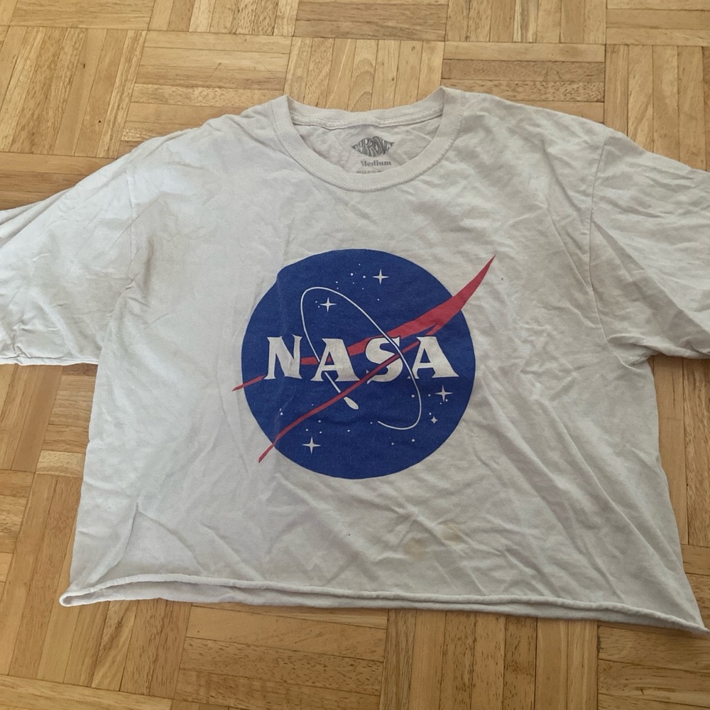 White NASA Cropped Tee
